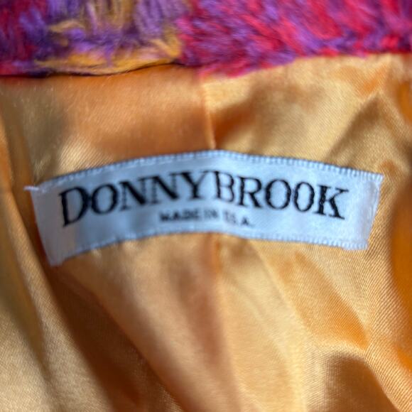 Vintage Donnybrook Rainbow Plaid Faux Fur Coat Colorful Oversized Jacket Large - Picture 12 of 14
